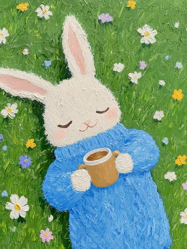 Impressionist Bunny in Sweater