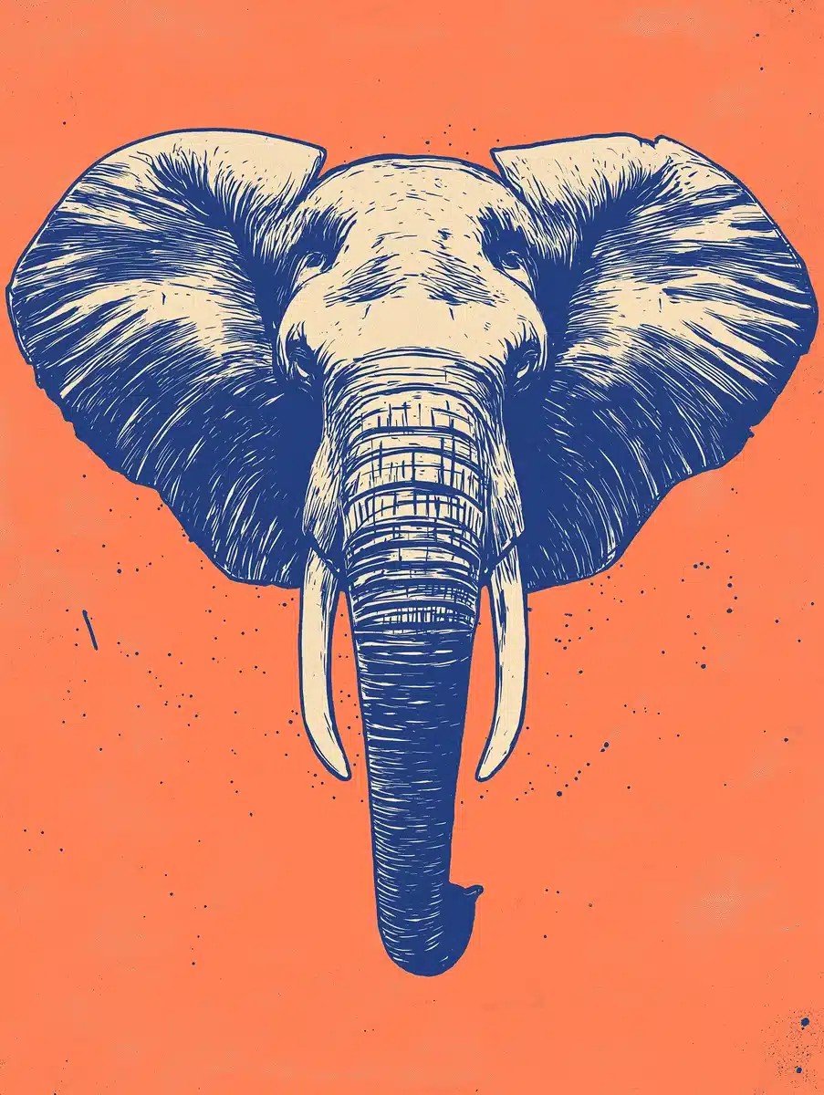 Gritty Elephant on Orange