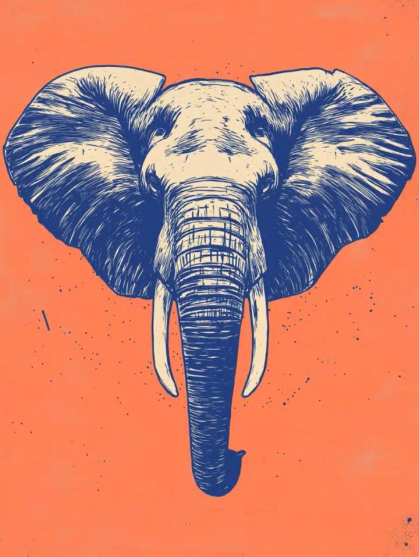 Gritty Elephant on Orange