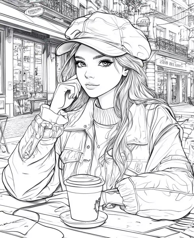 Hipster Fashion Illustration Caf