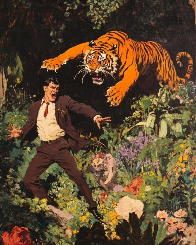 Crockwell Tiger Attack Scene