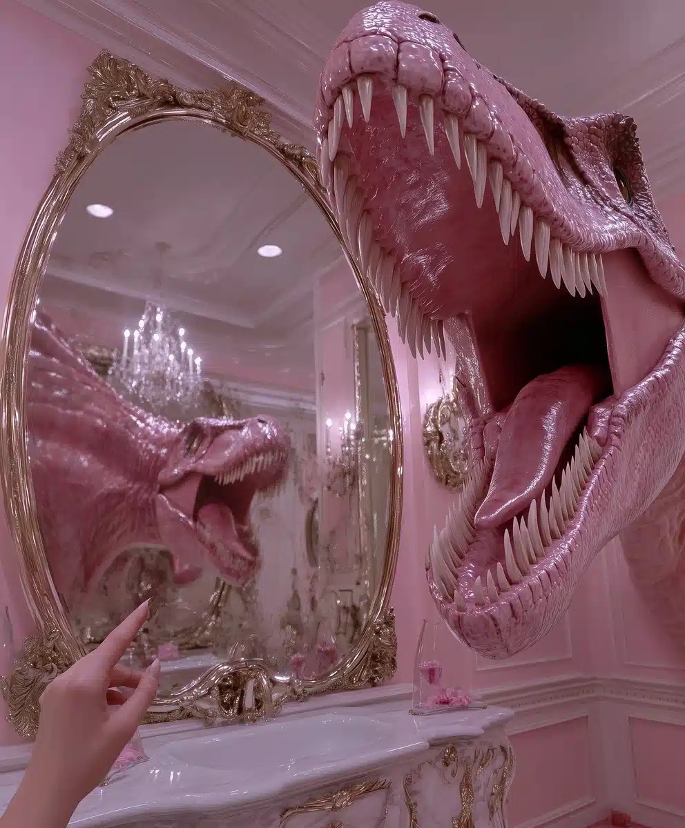 Surreal T-Rex Skull Display
