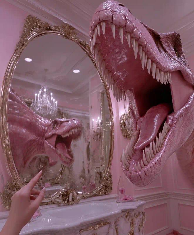 Surreal T-Rex Skull Display