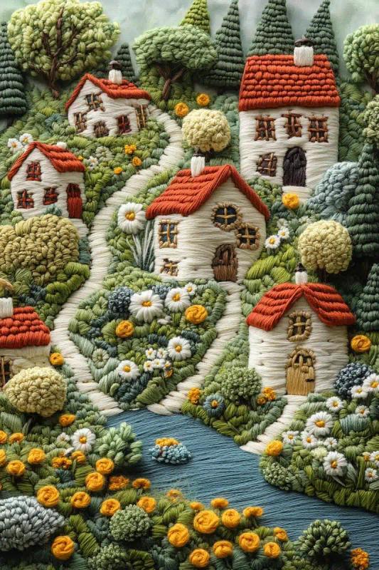 Felt Craft Village Scene
