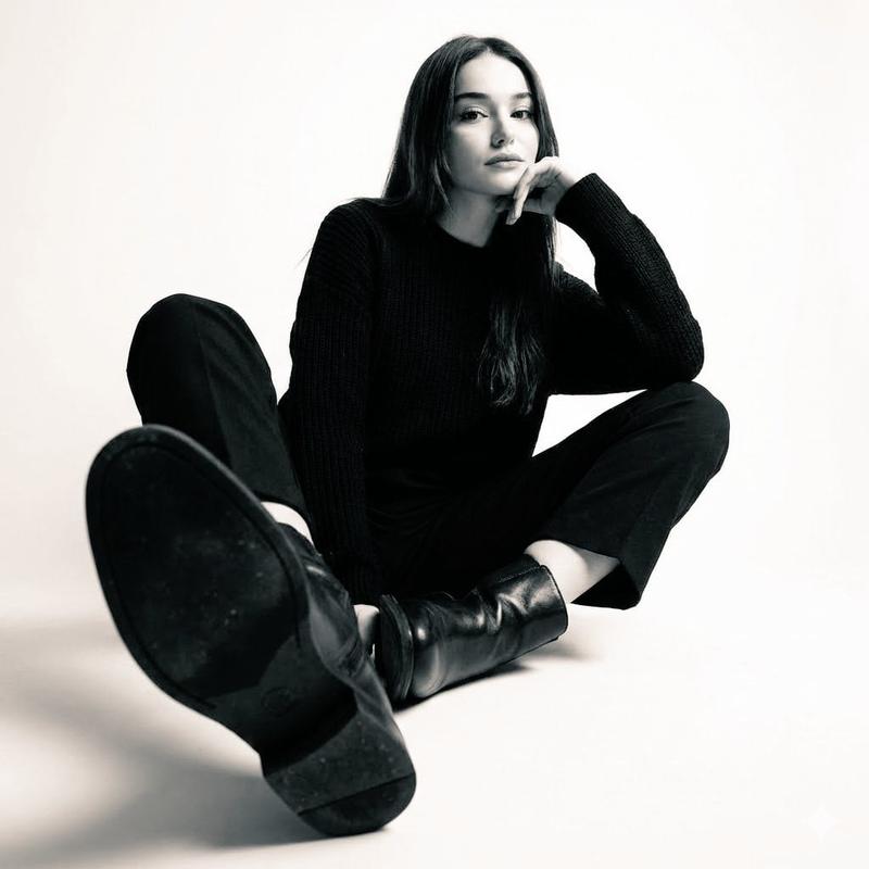High-Contrast Black-and-White Boot Studio Photo