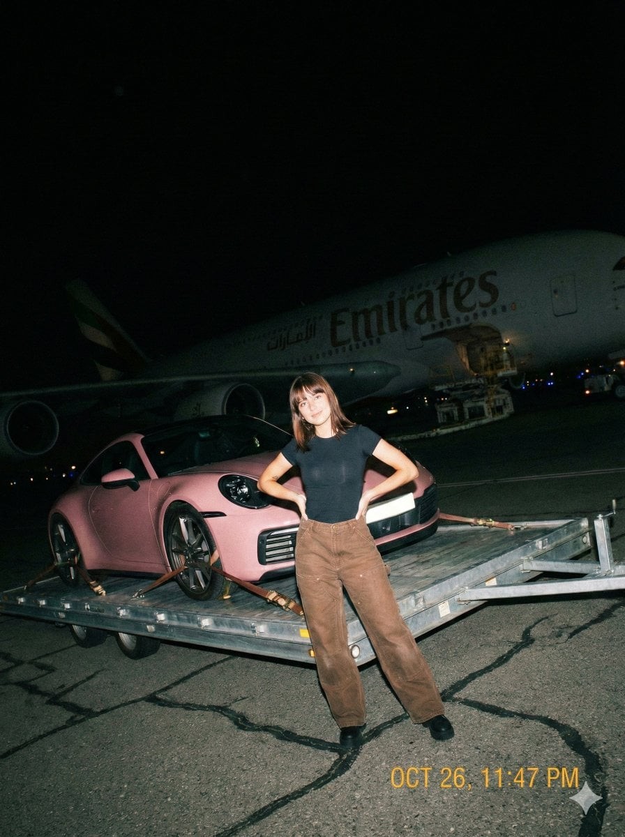 Flashlit Tarmac Pink Porsche