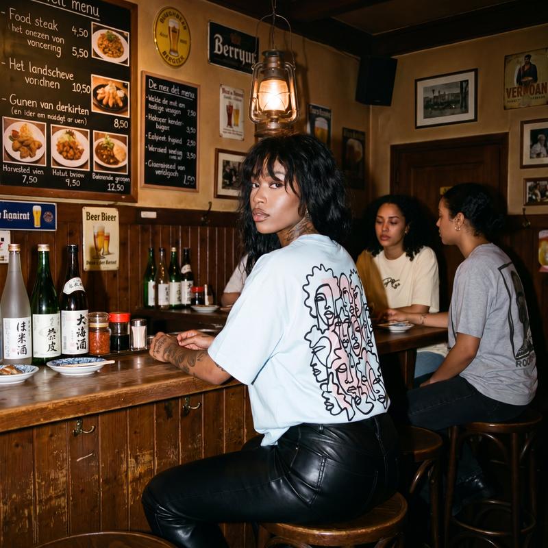 Low-Angle Pub Over-Shoulder Portrait