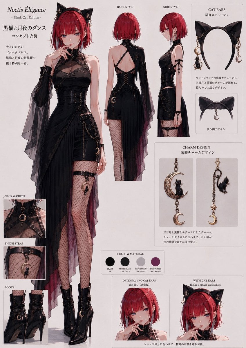 Moonlit Noire Black Cat Gothic Fashion