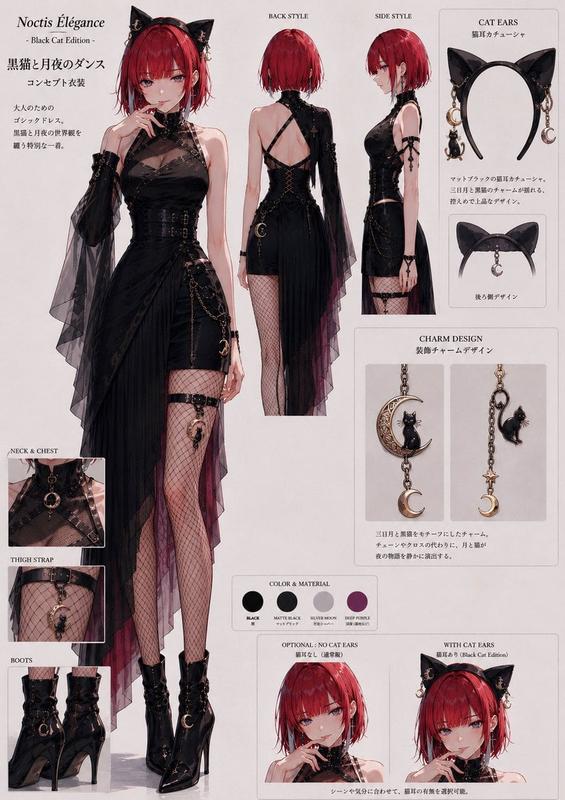 Moonlit Noire Black Cat Gothic Fashion