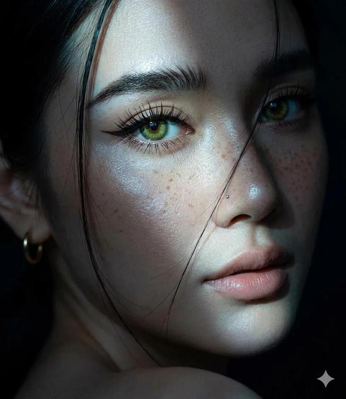 Slit-Lit Green-Eyed Close-Up