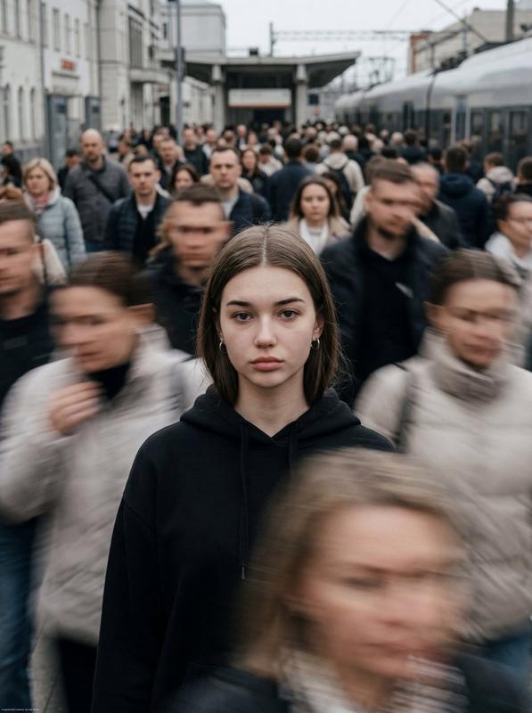 Stillness Amid Commuter Motion Blur