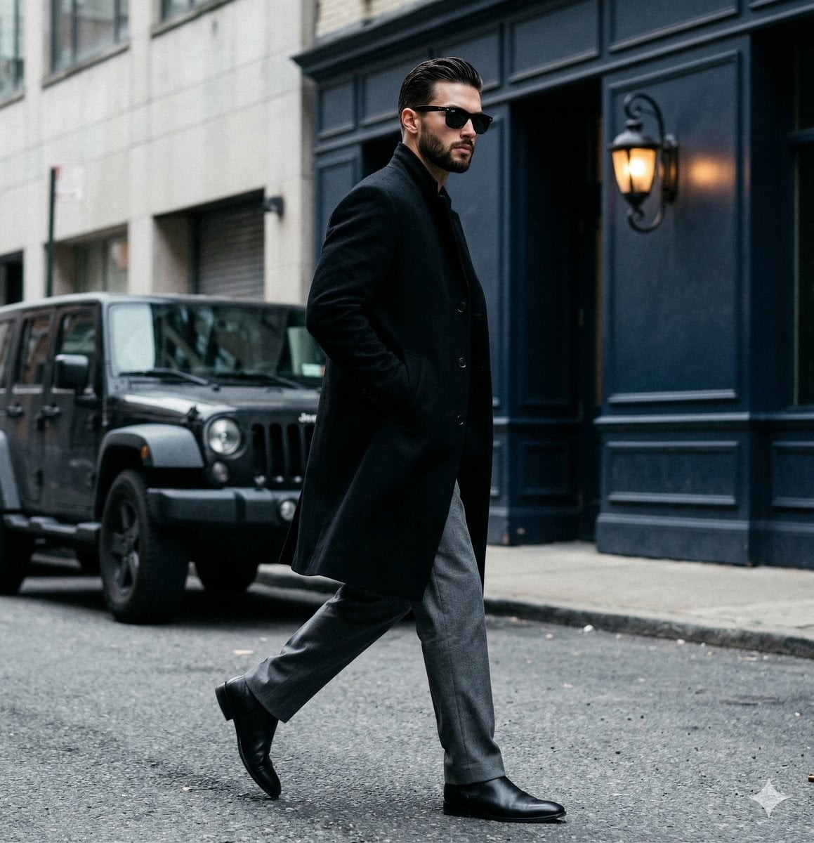 Black Overcoat Street Style