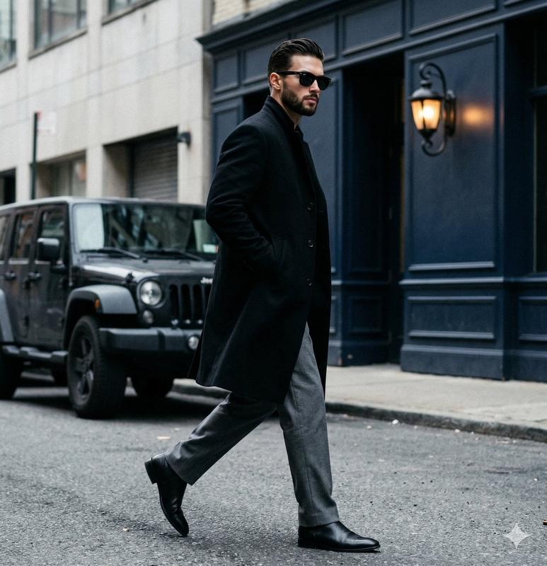 Black Overcoat Street Style