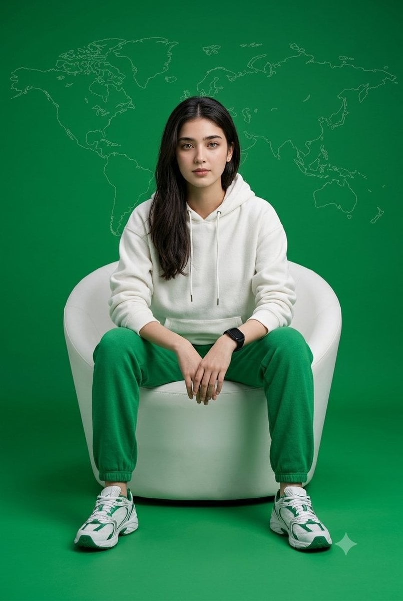 Green Studio World Map Athletic Portrait