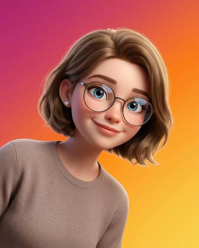 Pixar-Style Orange Pink 3D Portrait