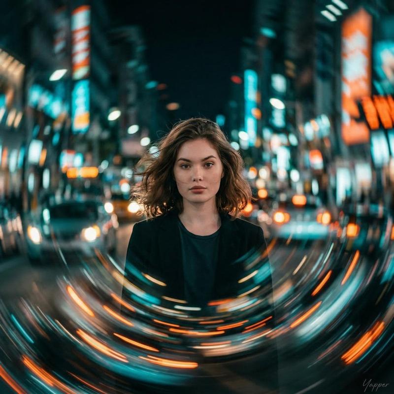 City Spiral Motion Blur Portrait