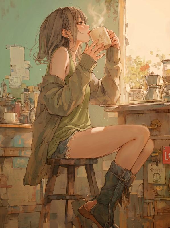 Golden Morning Kitchen Mug Illustration