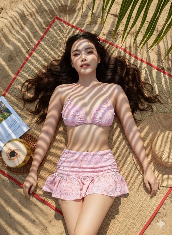 Palm-Shadow Blush Bikini