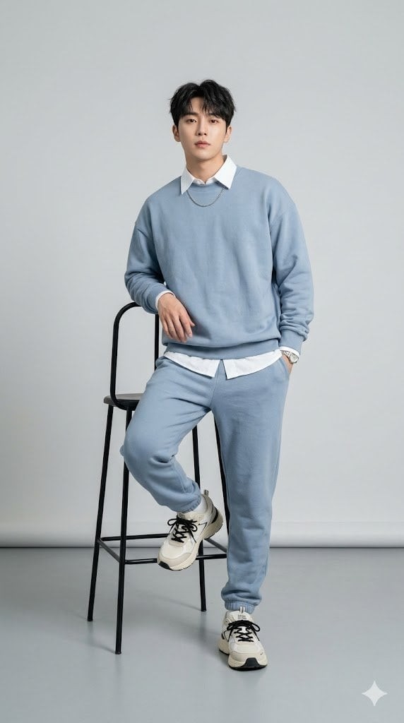 Dusty Blue K-Fashion Studio Full-Body