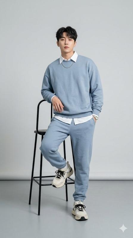 Dusty Blue K-Fashion Studio Full-Body