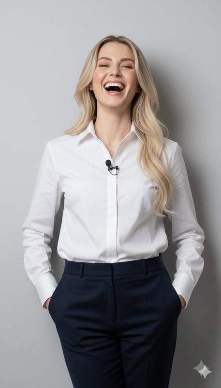 Joyful White Shirt Studio Portrait