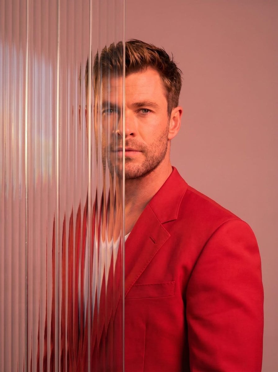 Red Blazer Portrait Through Frosted Glass