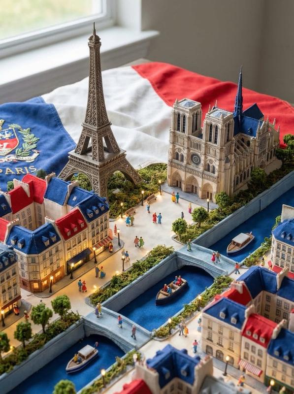 Paris Flag Miniature Landmark City
