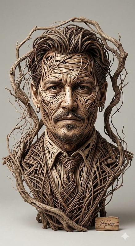 Botanical Vine Relief Portrait