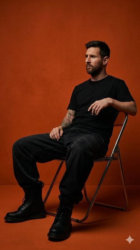 Dark Orange Studio Folding-Chair Menswear Portrait
