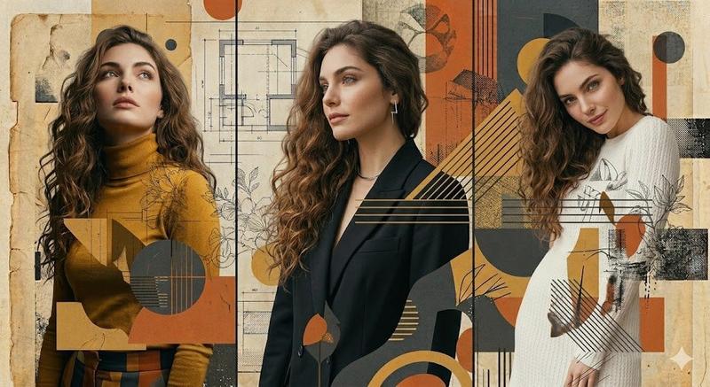 Three-Panel Mixed-Media Fashion Layout
