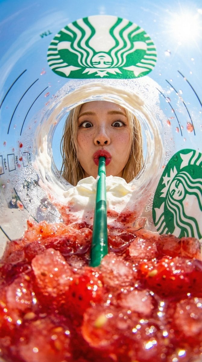 Inside a Strawberry Frappuccino Cup