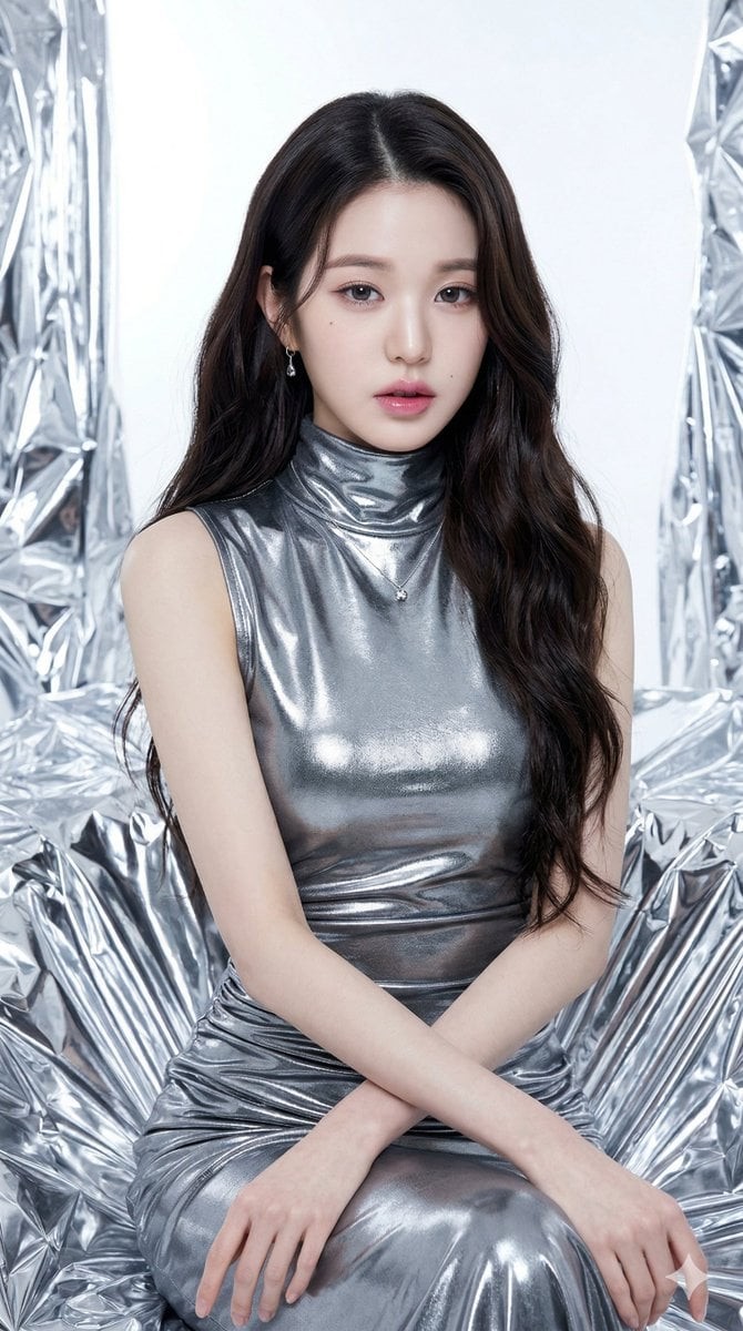 Silver Foil Futuristic Idol Portrait