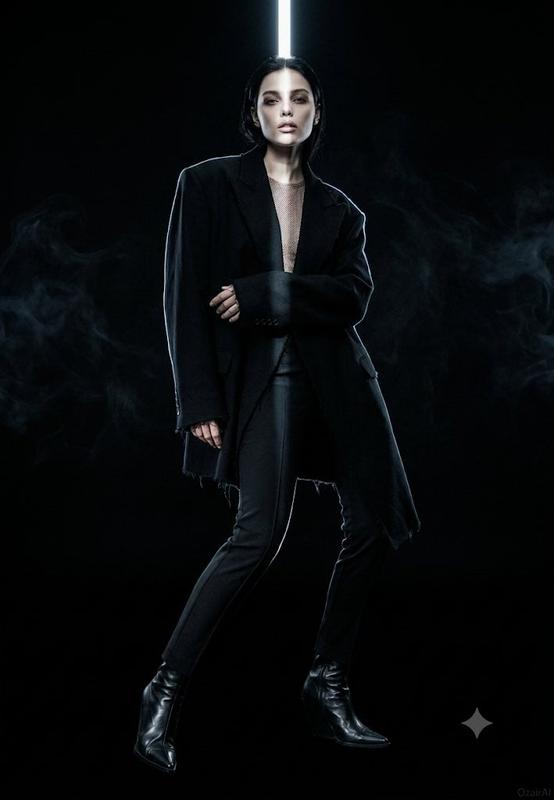 Dark Avant-Garde Full-Body Fashion Portrait