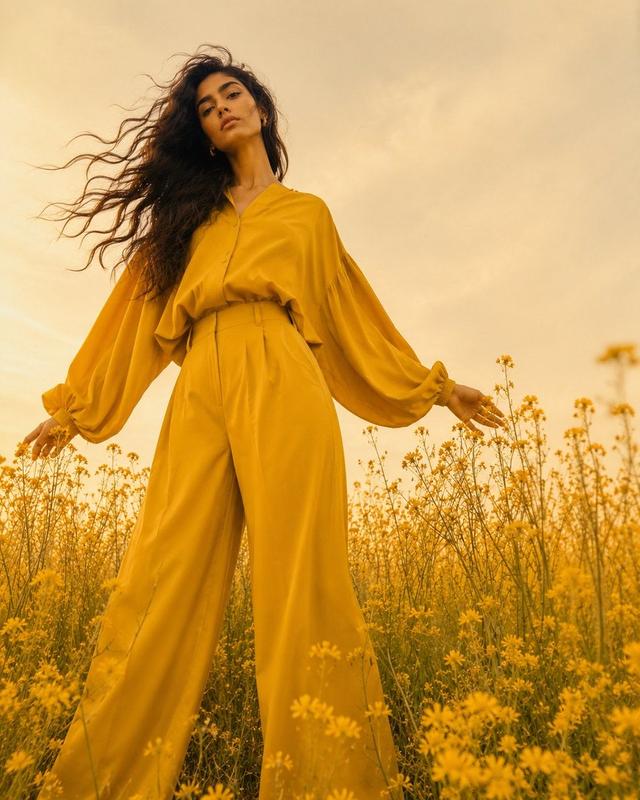 Mustard Yellow Wildflower Fashion Editorial