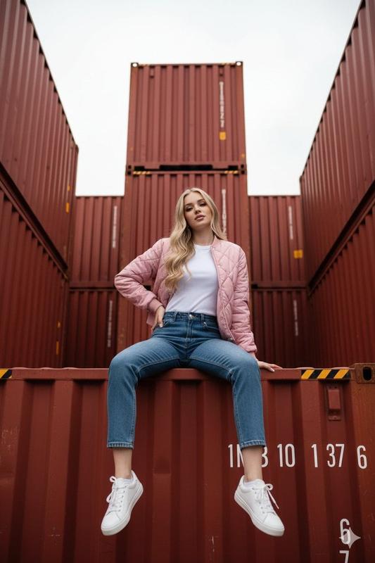 Red Shipping Container Streetwear Portrait