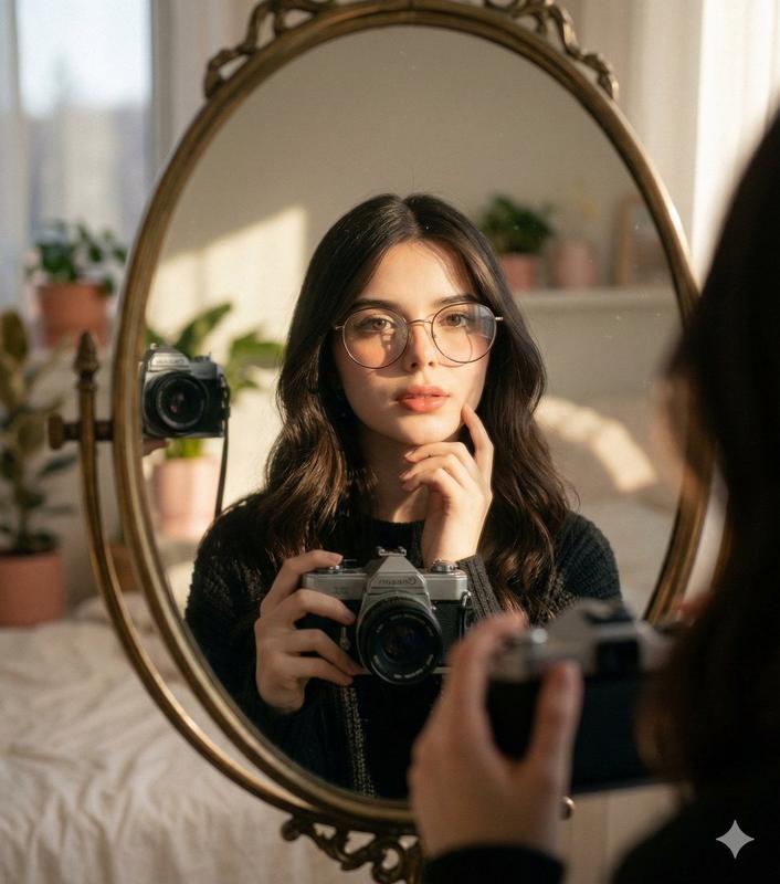 Mirror Self-Portrait with Vintage Camera