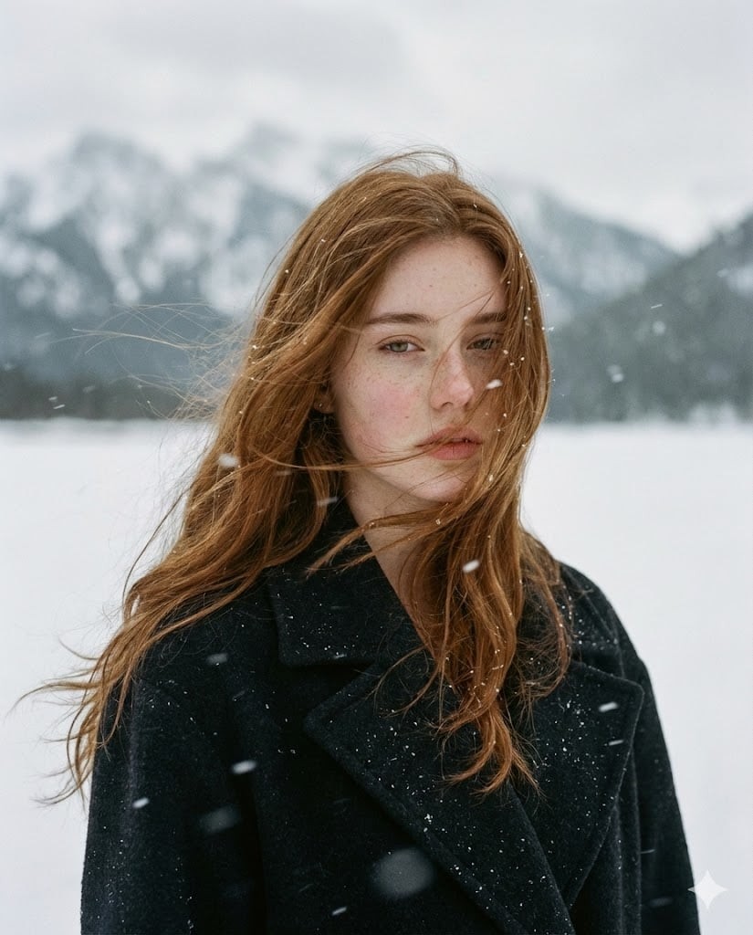 Auburn Hair Snowfield Portrait