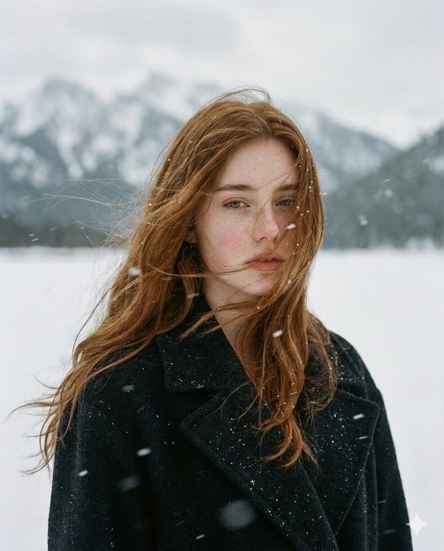 Auburn Hair Snowfield Portrait
