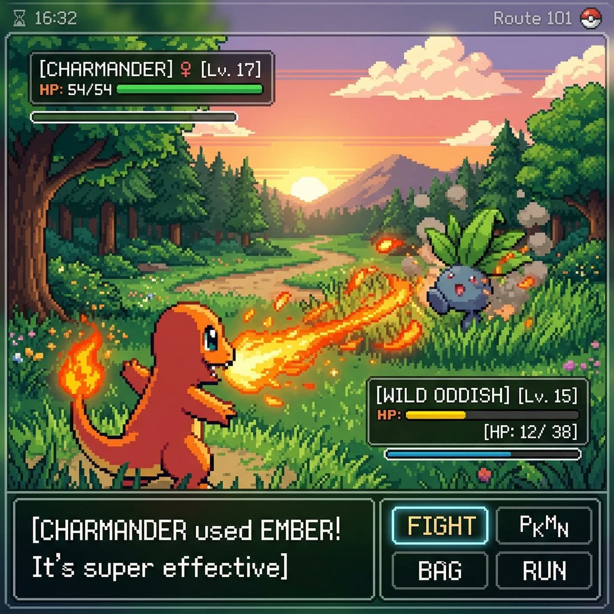 Classic Gameboy Pokemon-Inspired Pixel Battle