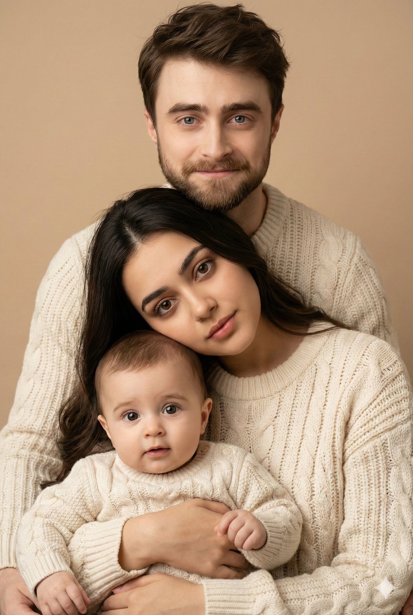 Hyperrealistic studio family portrait